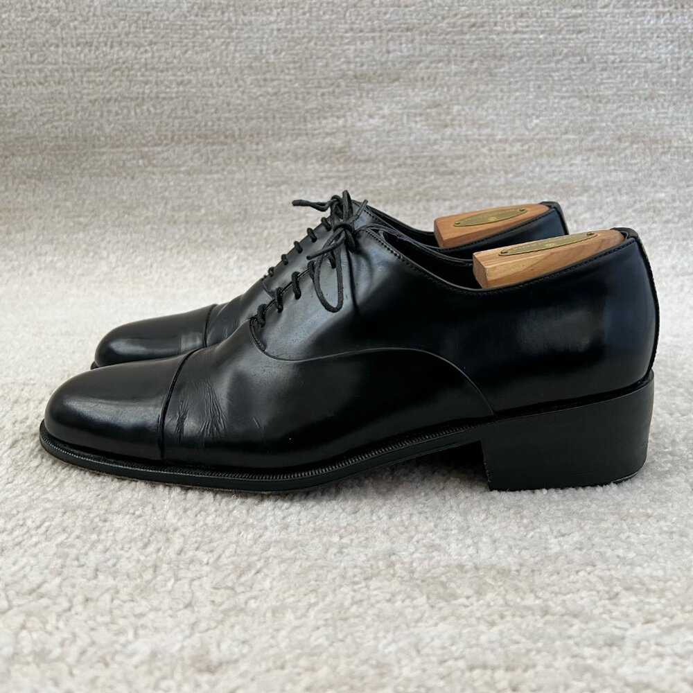Bally Treny 1 Black Leather Cap Toe Oxford Dress Shoes 8.5 Made in Italy
